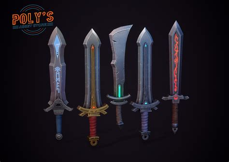 Fantasy Sword Set Low Poly Stylized Free Vr Ar Low Poly 3d Model