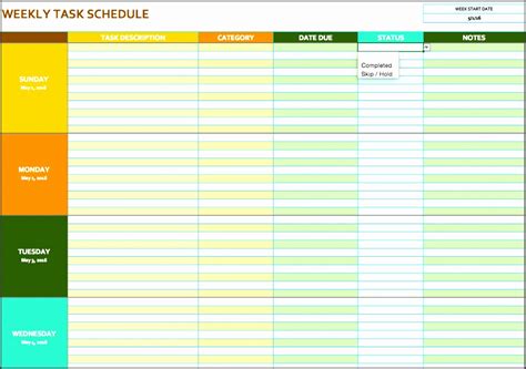 7 Day Weekly Work Schedule Template Noredgreen