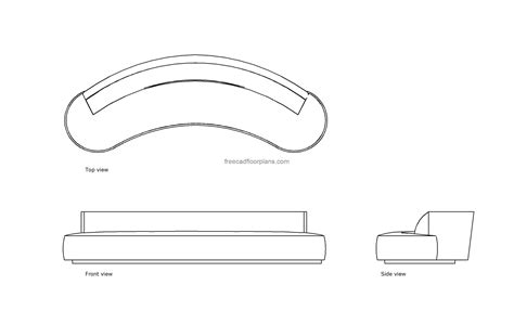 Curved Mid Century Sofa Free Cad Drawings