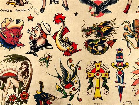 Sailor Jerry Tattoo Designs Flash 2 Giclee Poster Print Etsy Uk