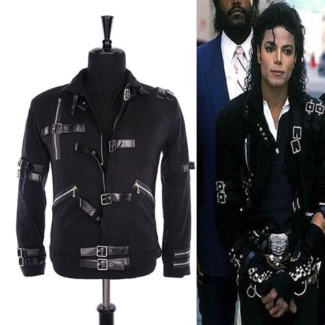 Mj Michael Jackson Bad Punk Jacket Black Stretch Cotton Outwear Costume