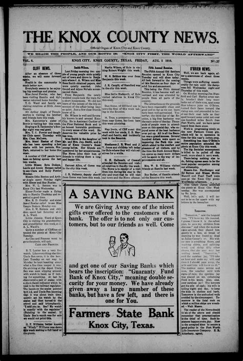 The Knox County News (Knox City, Tex.), Vol. 6, No. 27, Ed. 1 Friday