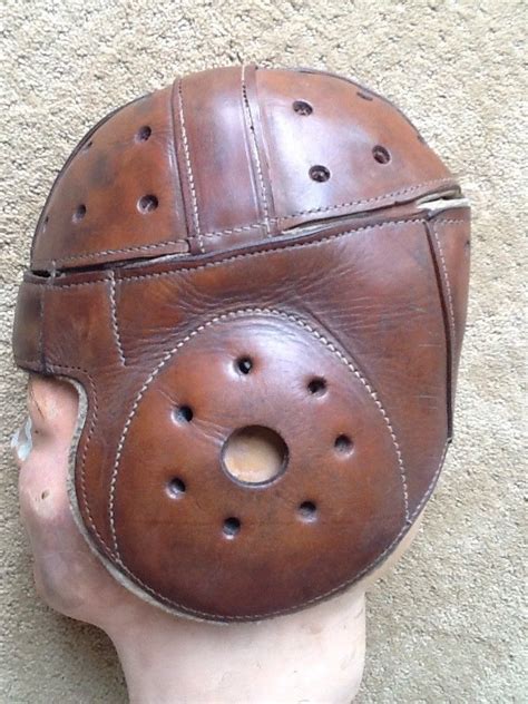 Rare Circa Early Old Antique Victor All Carmel Leather Football Helmet