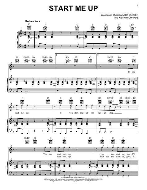 Start Me Up Sheet Music By The Rolling Stones Bass Guitar Tab Download 7 Page Score 418497