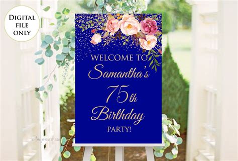 Welcome Birthday Sign Welcome Sign Printable Royal Blue And Etsy