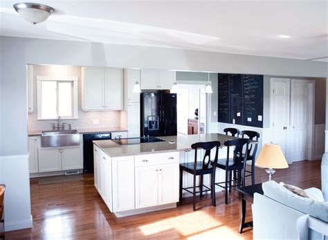 Open concept, quartz countertop, kitchen island, black ...