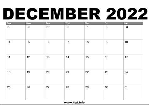 December 2022 Calendar Printable Free Calendars Printable