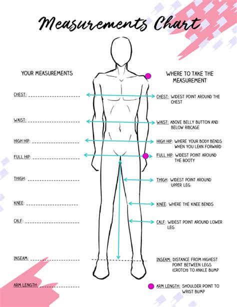 Printable Male Body Measurements Chart Printable World Holiday