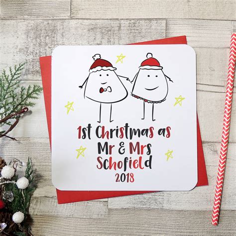 First Christmas As A Married Couple Fun Xmas Card By Parsy Card Co