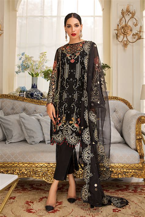 Buy Pakistani Eid Dress In Elegant Black Online Nameera By Farooq