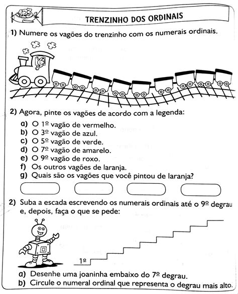 Atividade Numeros Ordinais 1 Ano