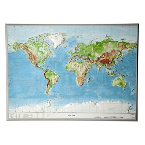 Georelief Mappa Del Mondo Planisfero Carta In Rilievo Grande Inglese