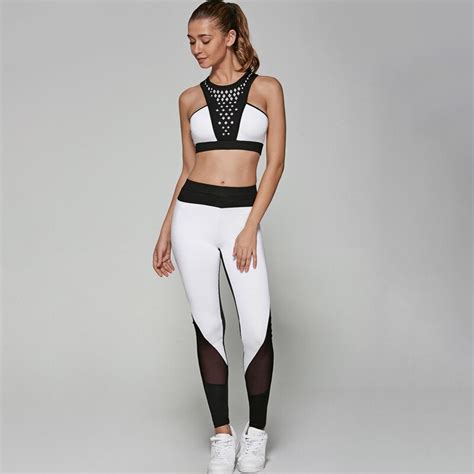 2 Piece Set Women Suit For Fitness Crop Top Mesh Legging Set Women Sweatpants Sportswear Workout