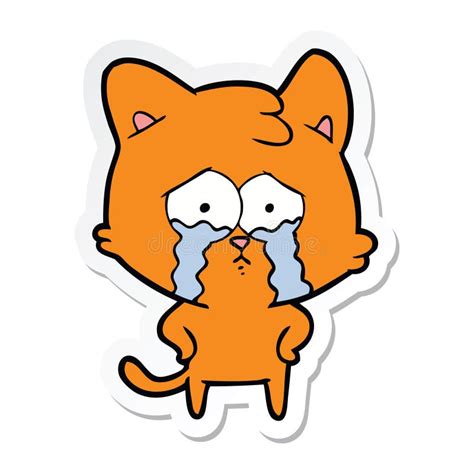 A Creative Sticker Of A Cartoon Crying Cat Stock Vector Illustration