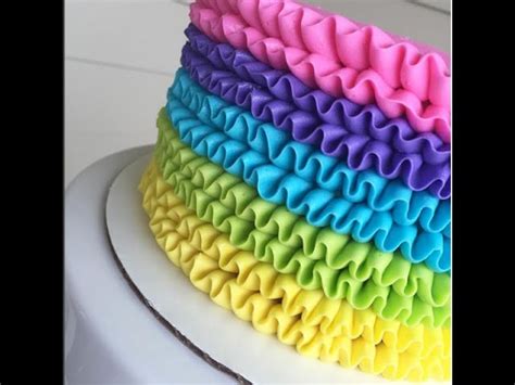 Rainbow Buttercream Ruffle Cake Time Lapse Tutorial My Crafts And Diy