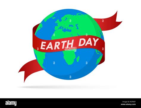 World Earth Day Poster With Globe And Ribbon In Flat Design Vector