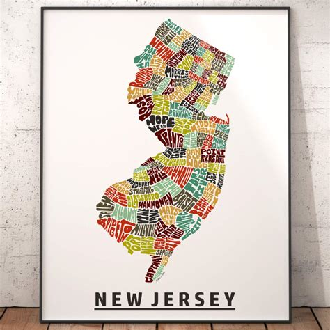 Amazon Com New Jersey Map Art Print Signed Print Of My Original Hand