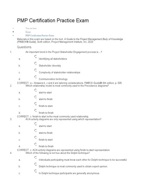 Pmp Certification Practice Exam Pdf Accuracy And Precision