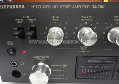 Integrated Hifi Stereo Amplifier Ta 750 Amplmixer Telefunken Radiomuseum
