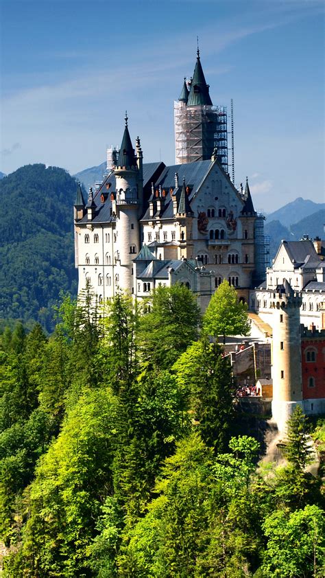 Wallpaper Neuschwanstein Castle Bavaria Germany Alps Mountain
