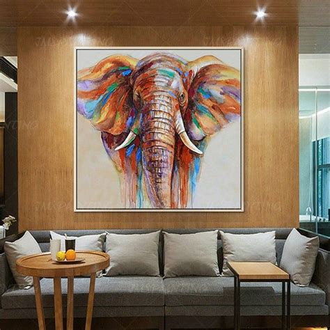 Pintura De Elefante Impresionista Elefante Extra Grande Pared Etsy