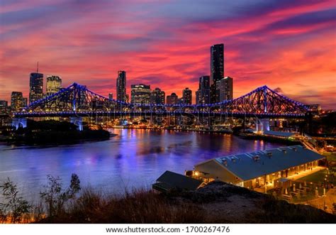 Brisbanes Story Bridge Twilight Colorful Evening Stock Photo Edit Now