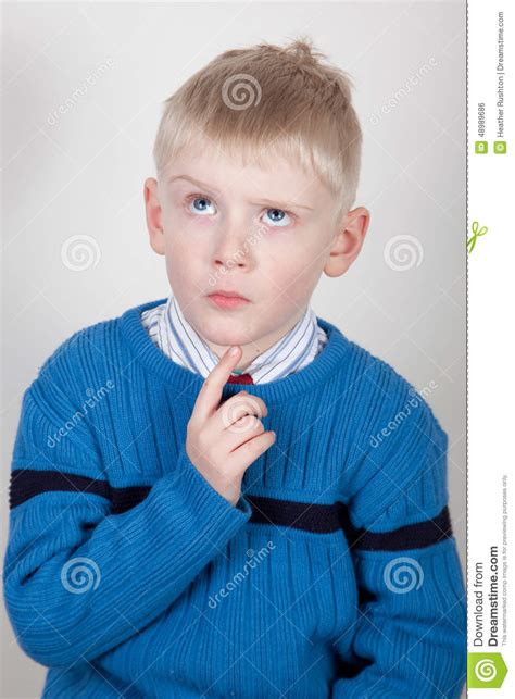 Child Thinking Stock Photo Image Of Pensive Think