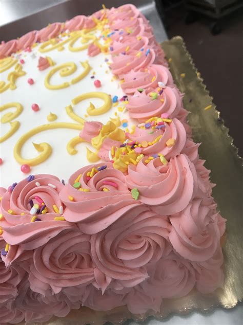 Rosette Sheet Cake Square Birthday Cake Cake Designs Birthday Girl
