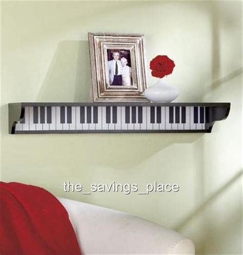 Wooden Musical Themed Piano Guitar Musical Notes Wall Shelf Home Decor