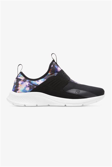 Fila Womens Accolade Evo 2 Black Tie Dye Athletic Slip On Nursing