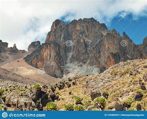 The Volcanic Rock Formations At Mount Kenya Kenya Stock Image Image