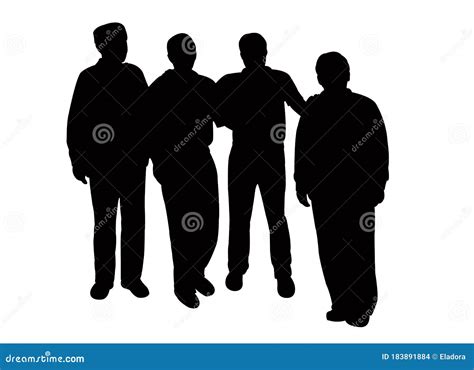 Four Men Body Silhouette Vector Stock Vector Illustration Of Human