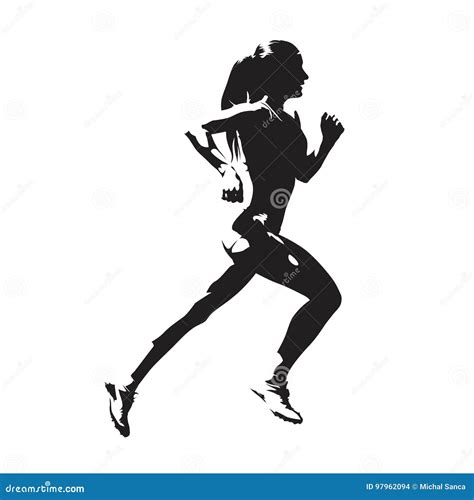 Running Woman Abstract Vector Silhouette Stock Vector Illustration