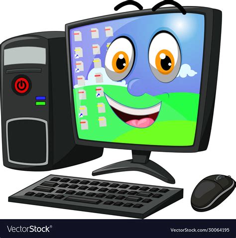 Laughing New Modern Desktop Computer Cartoon Vector Image