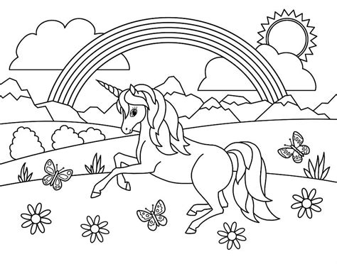 Kids Rainbow Unicorn Coloring Page Painting by Crista Forest | Fine Art