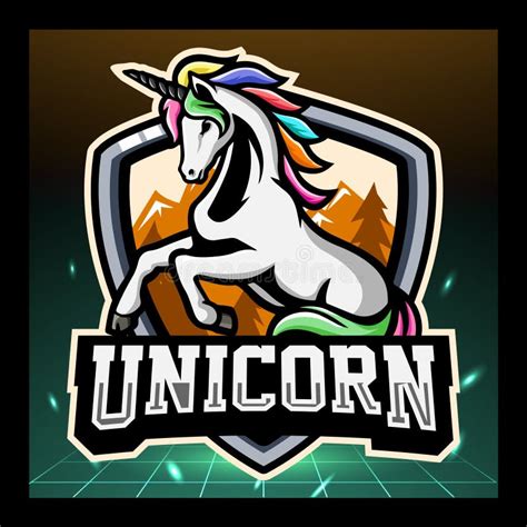 Unicorn Mascot Esport Logo Design Stock Vector Illustration Of Badge