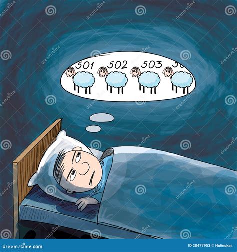 Counting Sheep Falling Asleep Vector Illustration 62174066