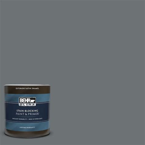 Behr Ultra 1 Qt Mq5 28 Dawn Gray Satin Enamel Exterior Paint And Primer
