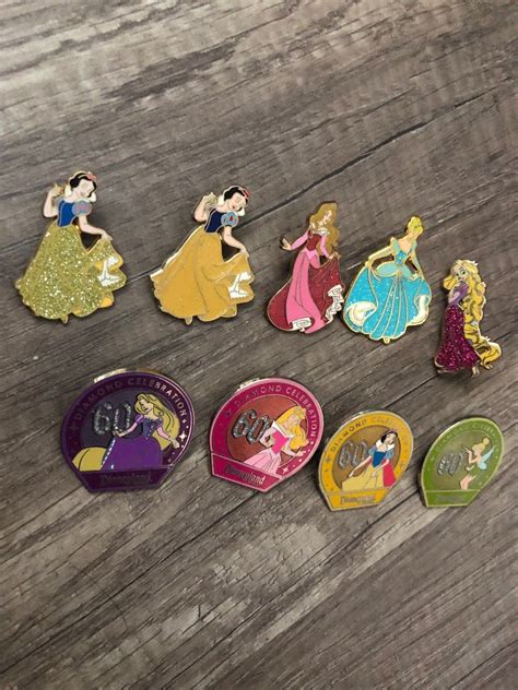 Disney Princess Pin Lot Includes 5 Single Character Pins And 4 60th