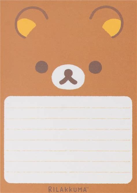 Brown Rilakkuma Memo Pad By San X Memo Pad Design Writing Paper