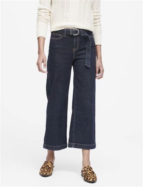 Banana Republic High Rise Wide Leg Cropped Jeans Size 25 Ebay