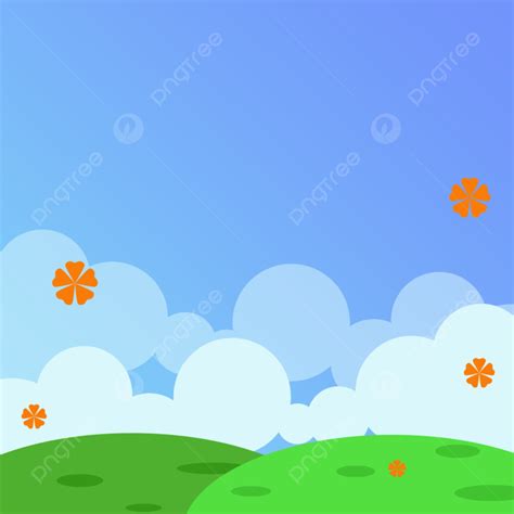 Blue Sky Grass Cartoon Creative Background Design Blue Sky Meadow