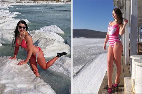 Ice Swimming Bikini Clad Russians Plunge Into Freezing Water For