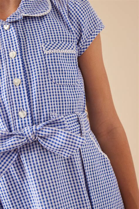Buy Cotton Rich Belted Gingham School Dress With Scrunchie 3 14yrs