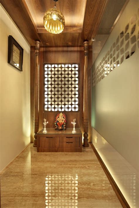 Fusion Design Of Apartment Is Aesthetically Appealing Pooja Room Door