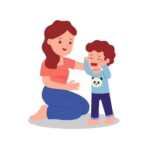 Premium Vector Mother Comforting Her Son Crying Parent With Children
