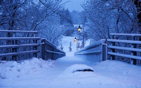Hintergrundbilder Winter Schnee Landschaft Brücke 1920x1200