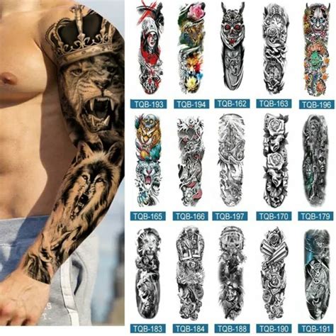 Large Temporary Fake Tattoo Full Sleeve Leg Body Arm Art Waterproof Sticker Cool 297 Picclick