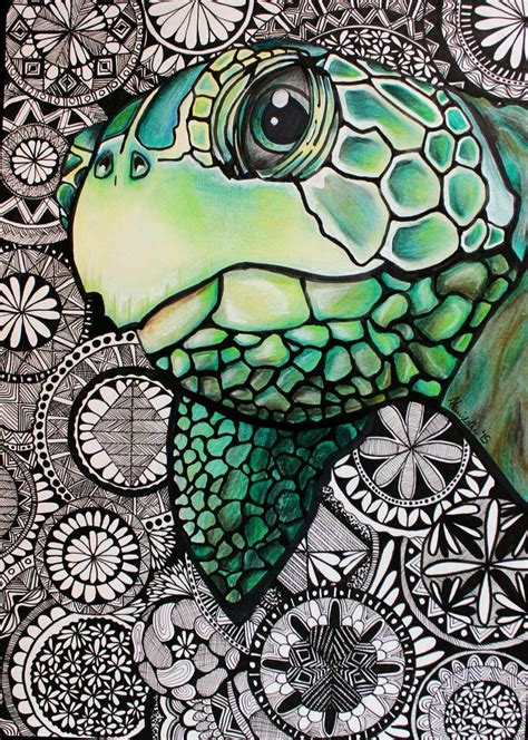 Turtle Tangle Turtle Drawing Art Inspiration Zentangle Art