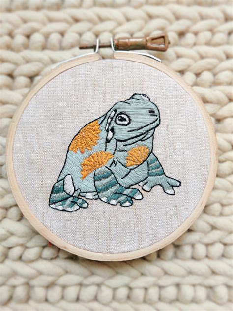 Frog Embroidered Hoop Art Cute Embroidered Ts Kids Room Etsy